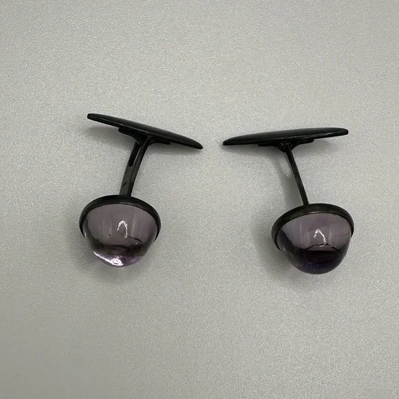Vintage 800er silver cuff links with purple stone cufflinks collectible jewelry